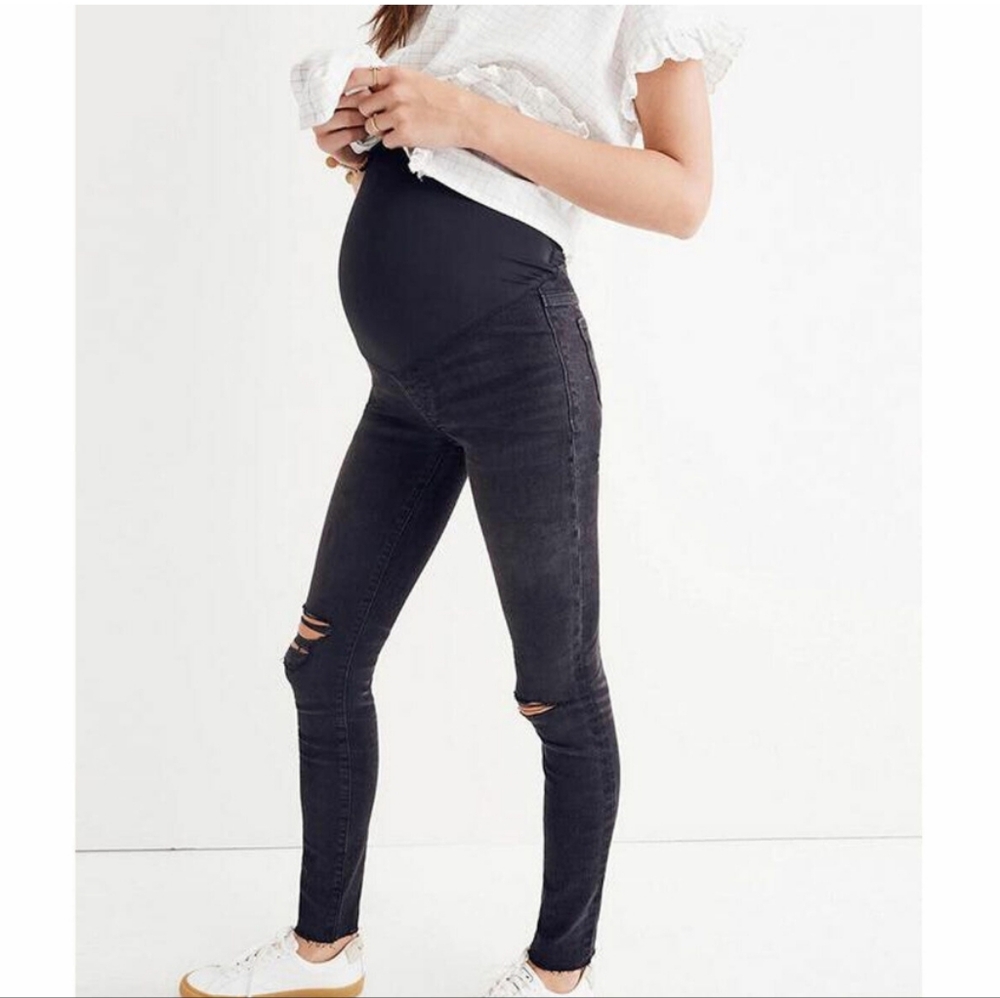 Madewell Black Maternity Skinny Jeans with Rips
